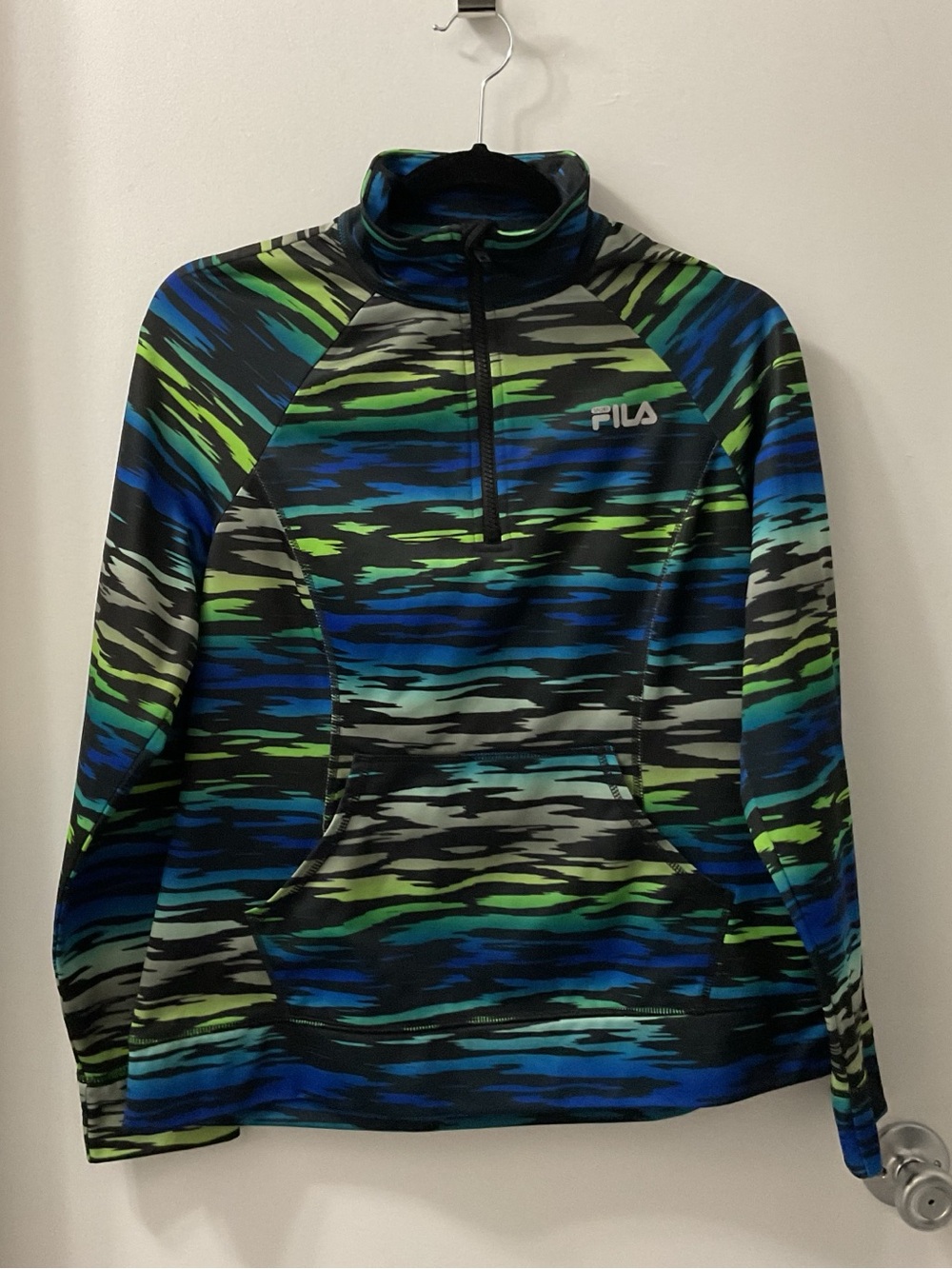 FILA Men’s Blue, Green & Black Half-Zip Rash Guard Pullover